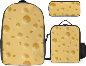 Cheese Shoulder Backpack Diagonal Lunch Bag Pencil Case Set