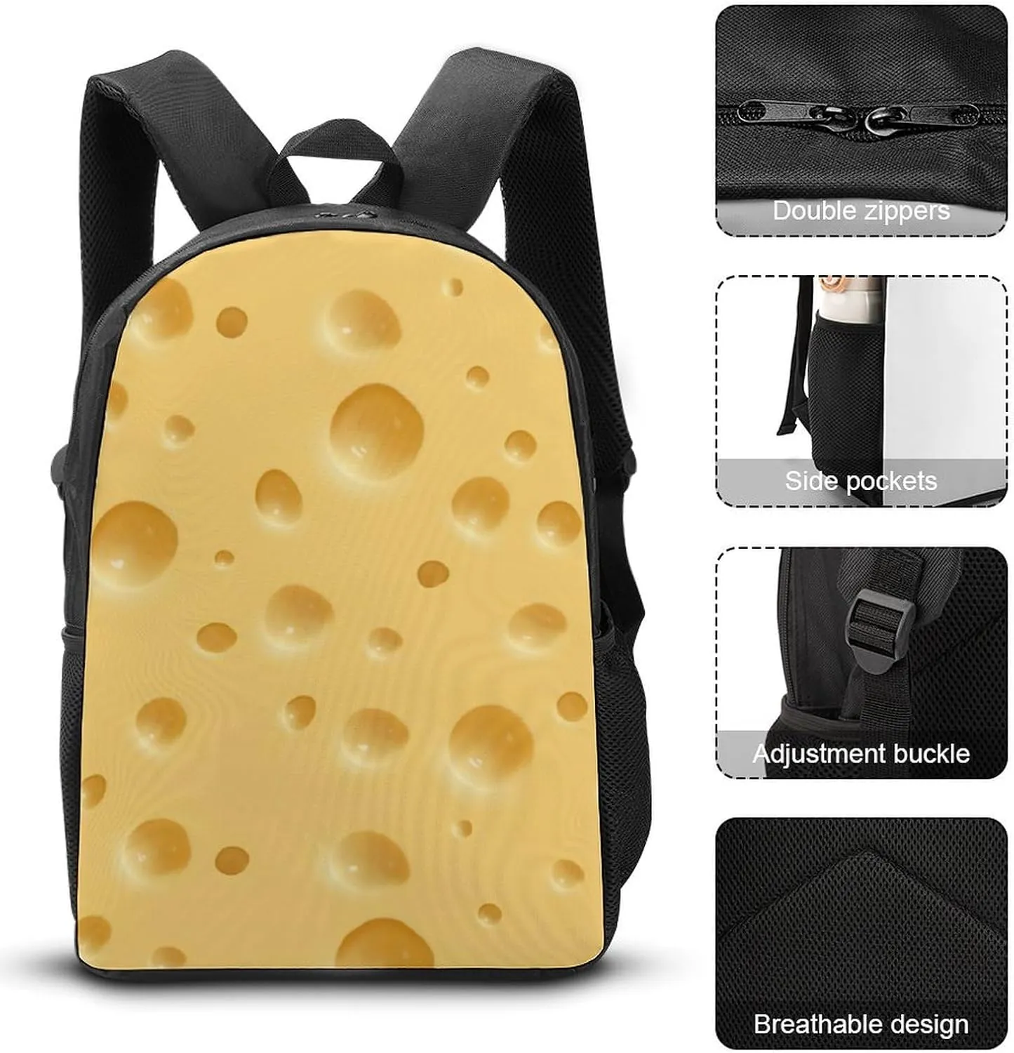 Cheese Shoulder Backpack Diagonal Lunch Bag Pencil Case Set