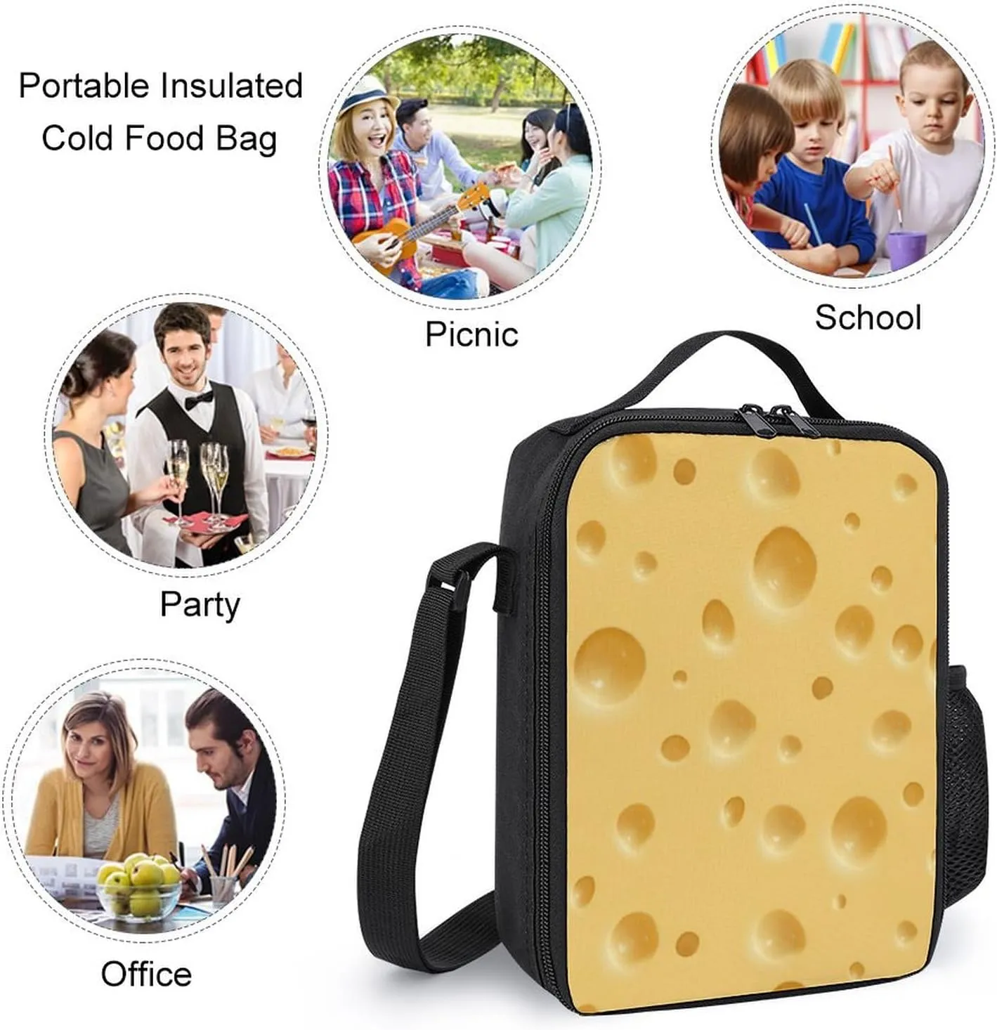 Cheese Shoulder Backpack Diagonal Lunch Bag Pencil Case Set