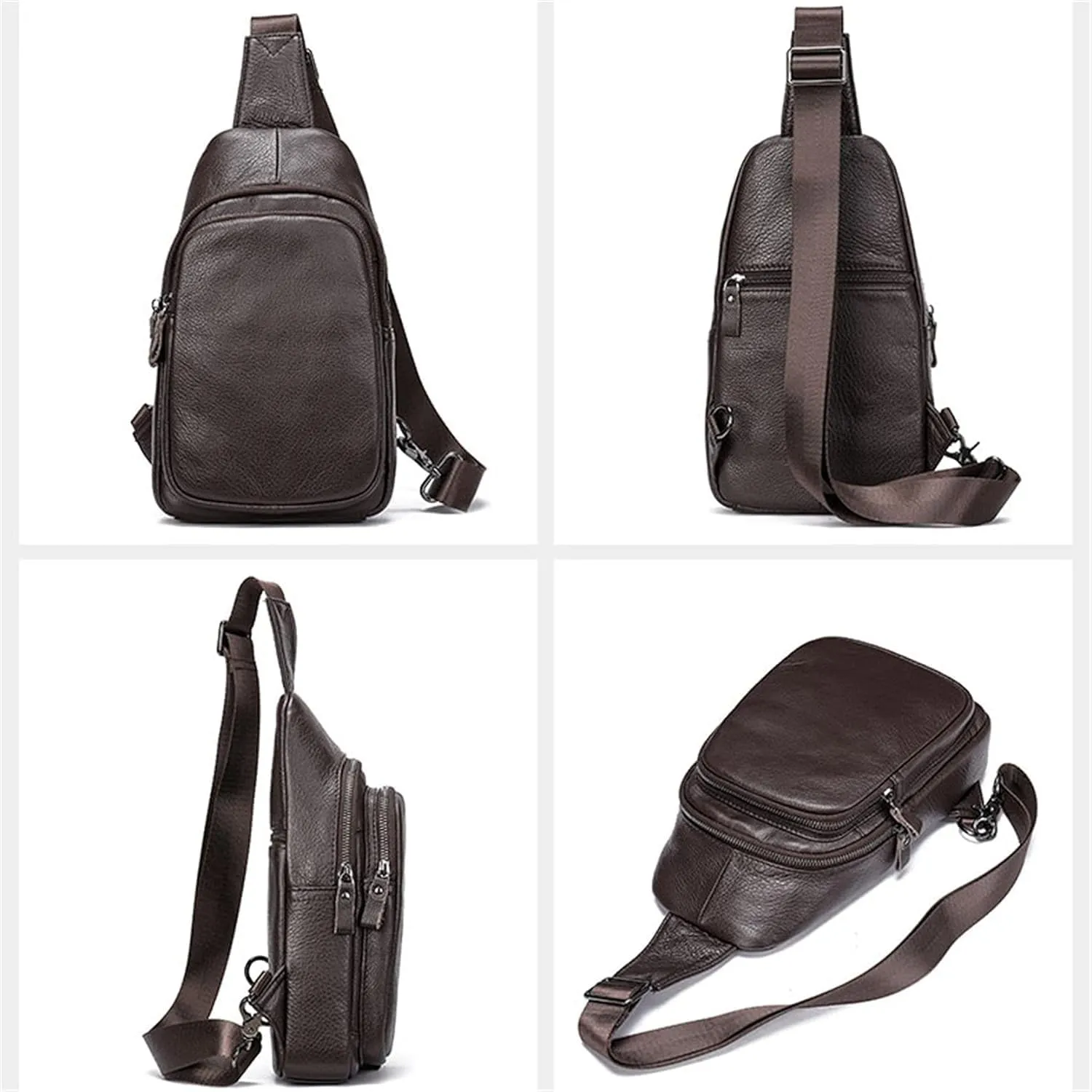 Chest Bag Crossbody Bag Leather Sling Bag Anti ThefChestShoulder Bag Multipurpose Chest Pack for Cycling Travel