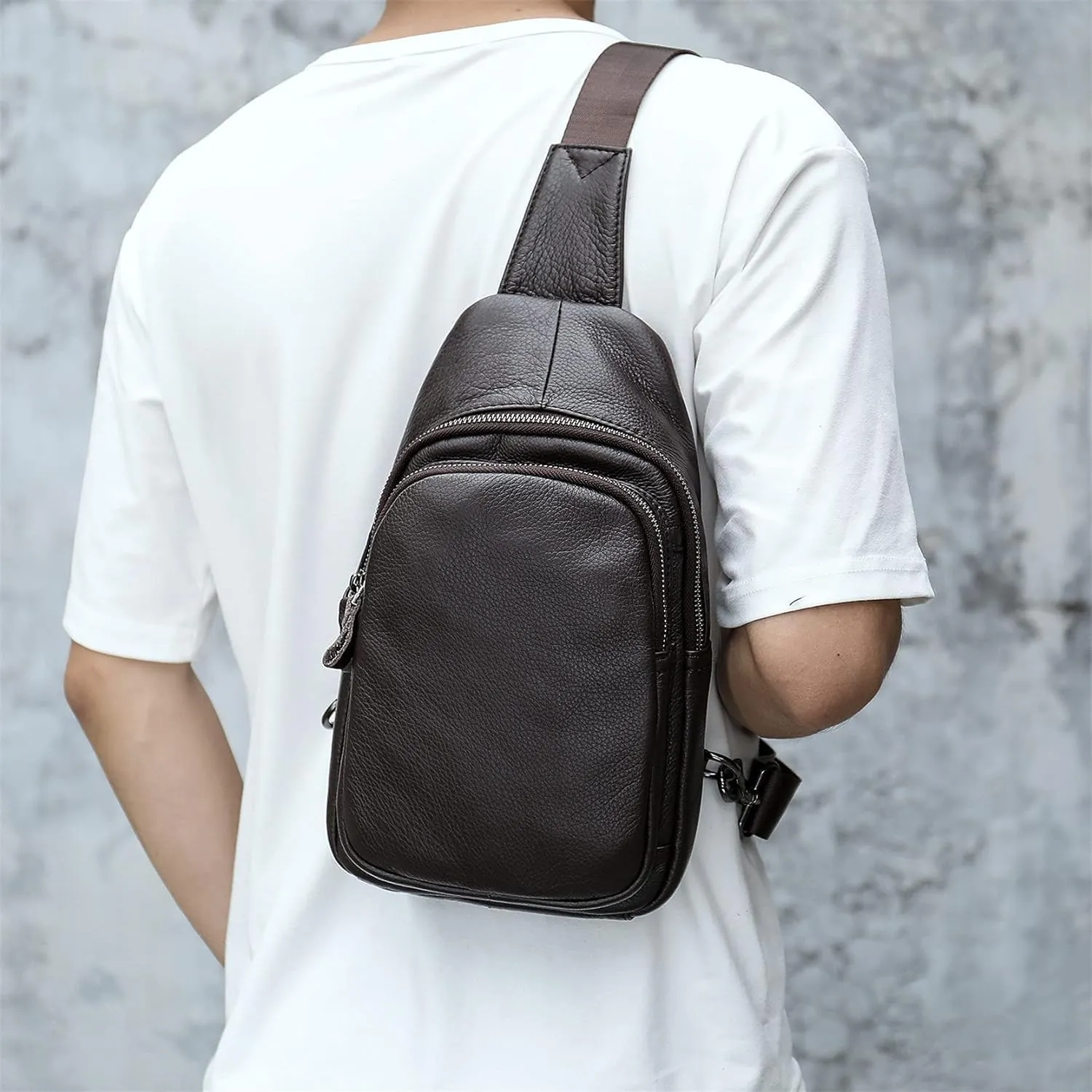 Chest Bag Crossbody Bag Leather Sling Bag Anti ThefChestShoulder Bag Multipurpose Chest Pack for Cycling Travel
