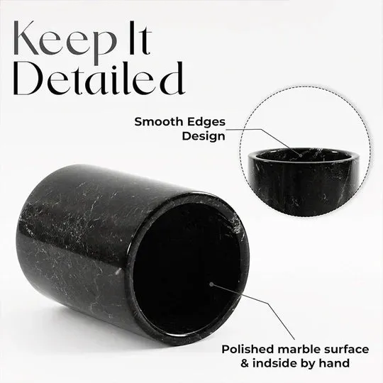 Chic Natural Marble Stationery Holder - Black