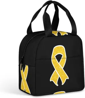 Childhood Cancer Awareness Ribbon Lunch Box for Women Men Insulated Lunch Bag Reusable Lunch Tote Bag Lunch Container