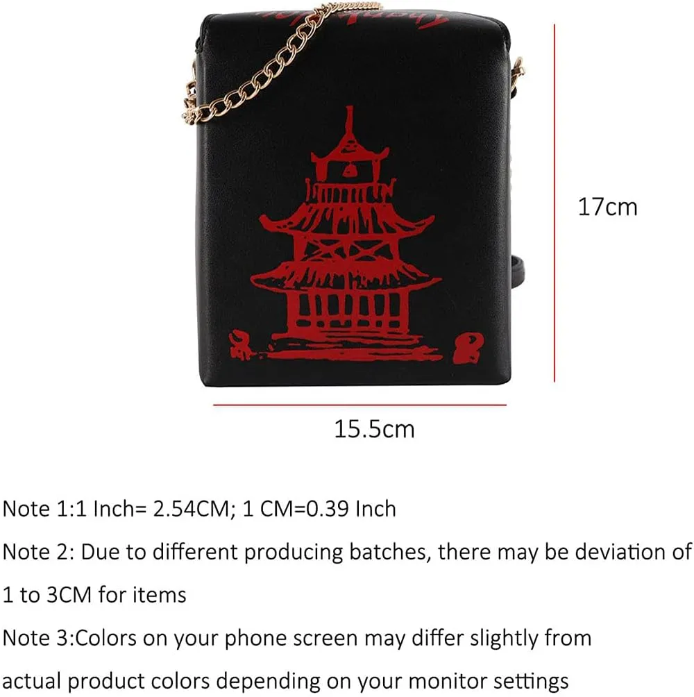Chinese Takeout Box Style Shoulder Bag PU Leather Crossbody Bags for Women