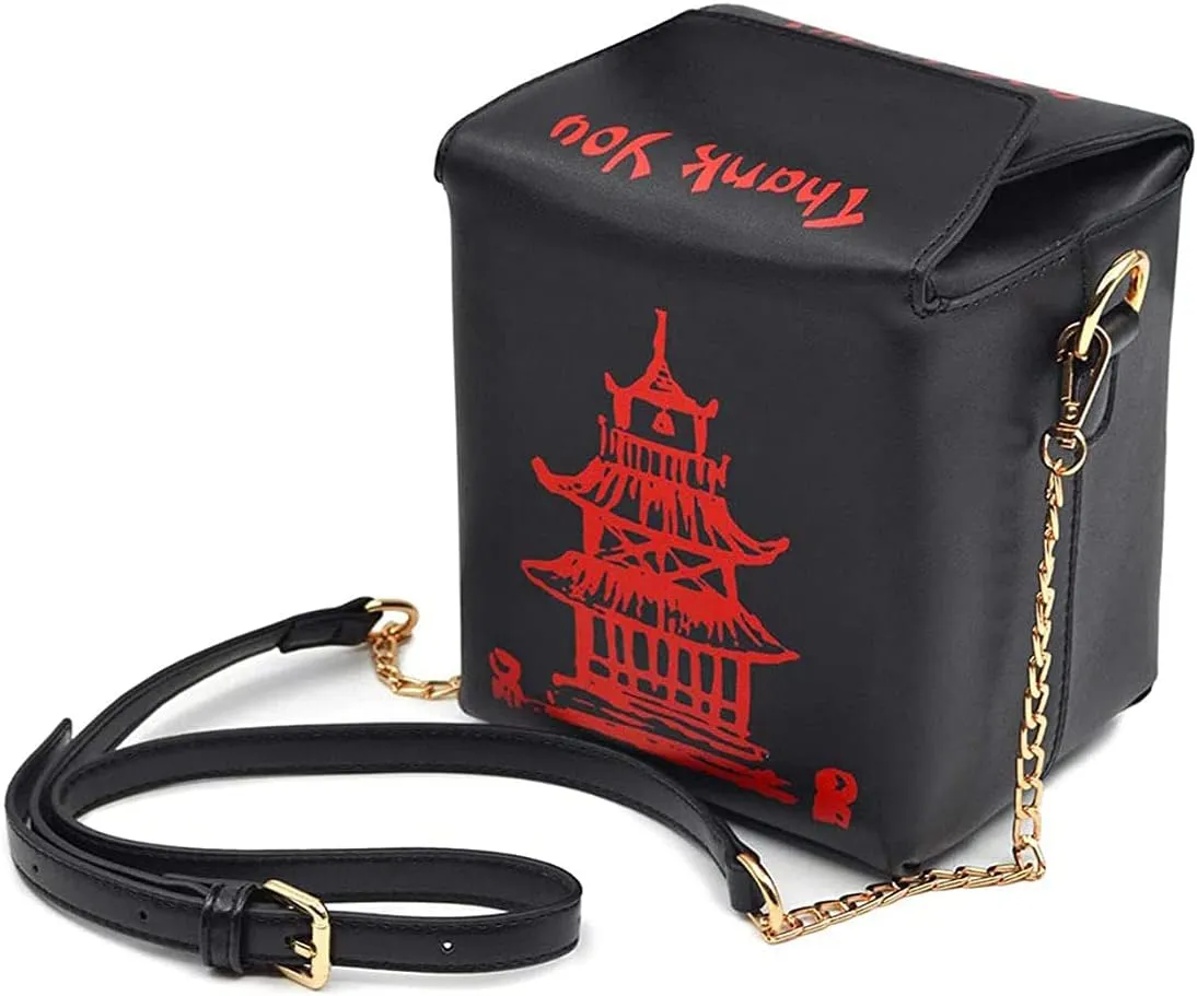 Chinese Takeout Box Style Shoulder Bag PU Leather Crossbody Bags for Women