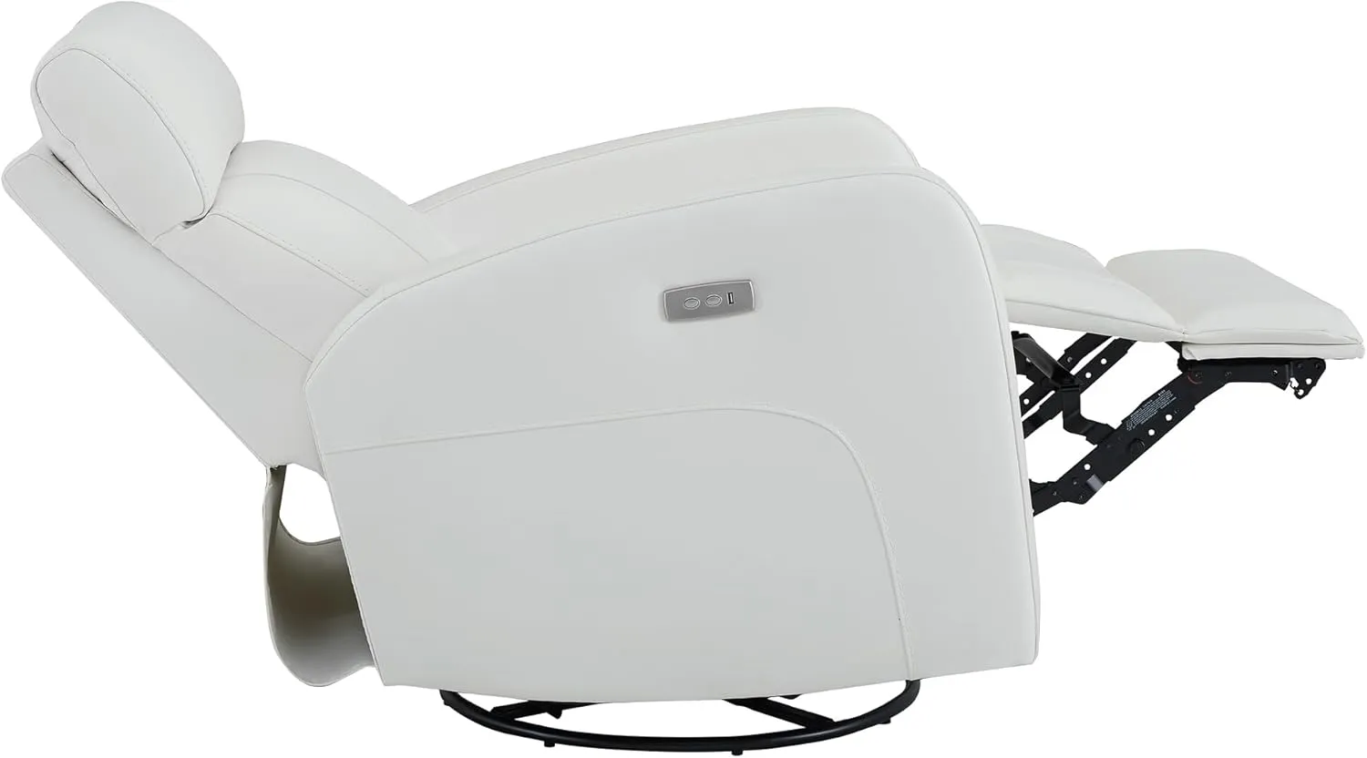 CHITA Genuine Leather Power Swivel Glider Recliner Chair, FSC Certified Double Layer Backrest Truck Armrest Recliner Chair Sofa for Living Room-White