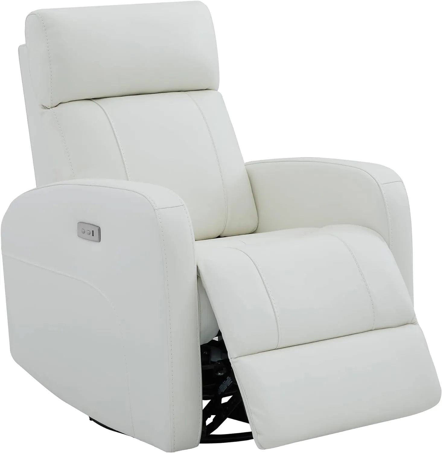 CHITA Genuine Leather Power Swivel Glider Recliner Chair, FSC Certified Double Layer Backrest Truck Armrest Recliner Chair Sofa for Living Room-White