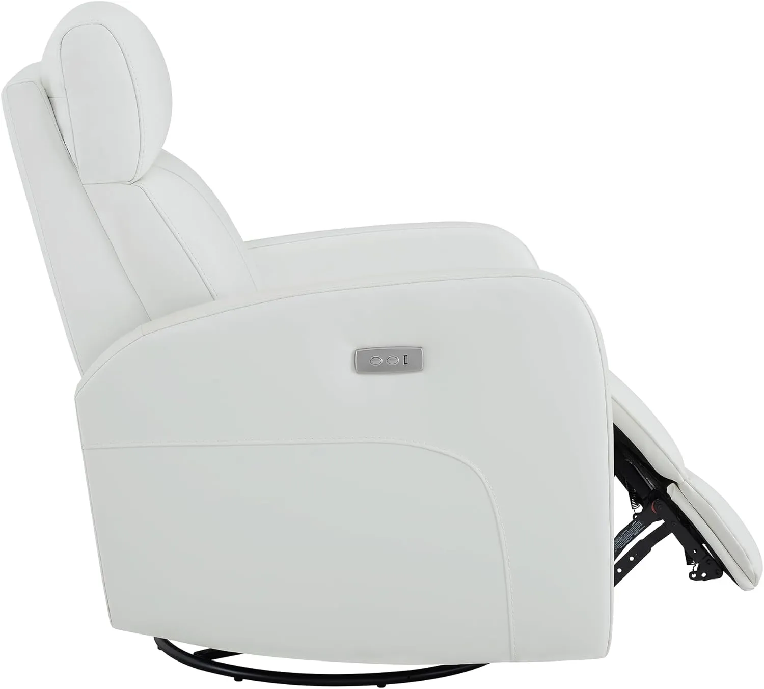 CHITA Genuine Leather Power Swivel Glider Recliner Chair, FSC Certified Double Layer Backrest Truck Armrest Recliner Chair Sofa for Living Room-White