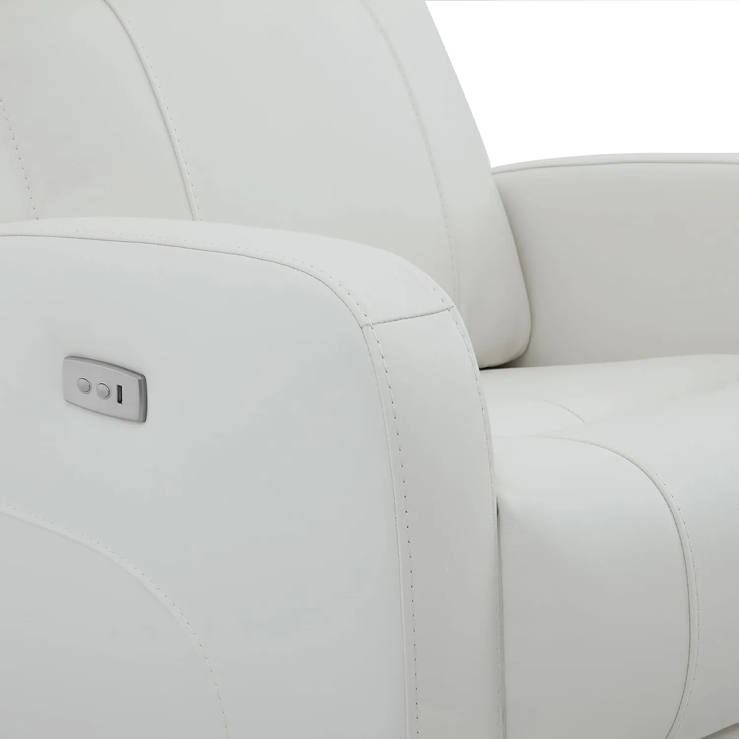 CHITA Genuine Leather Power Swivel Glider Recliner Chair, FSC Certified Double Layer Backrest Truck Armrest Recliner Chair Sofa for Living Room-White