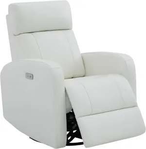 CHITA Genuine Leather Power Swivel Glider Recliner Chair, FSC Certified Double Layer Backrest Truck Armrest Recliner Chair Sofa for Living Room-White