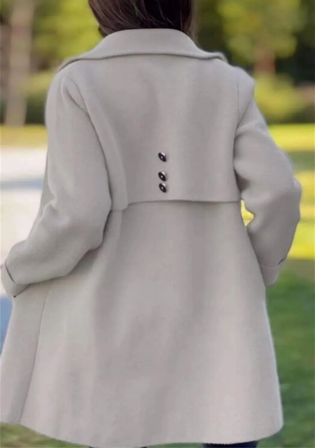 chouyatou Women's Winter Casual Lapel Collared Single Breasted Wool Pea Coat Elegant Wool Blend Overcoat