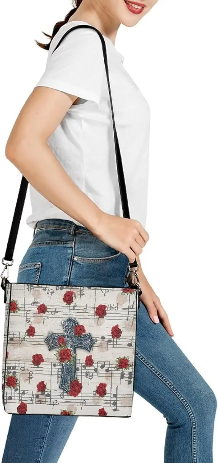 Christian Tote Bags for Women, God Quotes Leather Handbags Bucket Bags, PU Leather Bible Church Bag Satchel Hobo