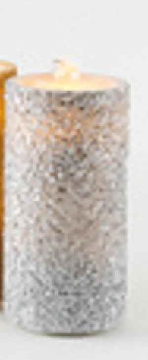 Chunky Metallic Water Wick Candle w/Remote Silver