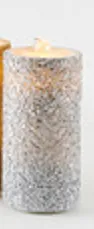 Chunky Metallic Water Wick Candle w/Remote Silver