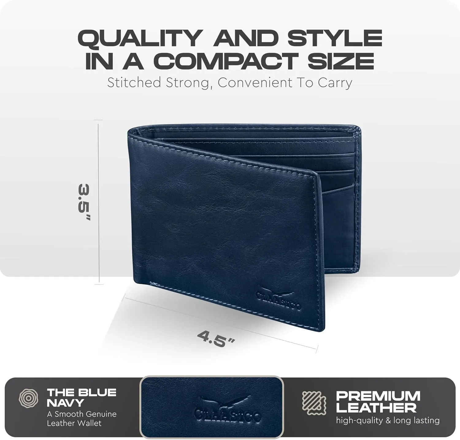 Claasico Men’s Bifold Wallet for Men – Genuine Leather RFID Wallet, Slim Billfold Cardholder w/ID Window – Gift Box Included