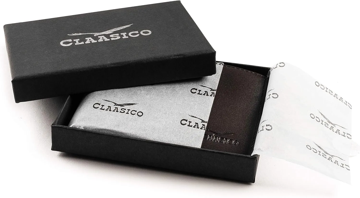 Claasico Men’s Bifold Wallet for Men – Genuine Leather RFID Wallet, Slim Billfold Cardholder w/ID Window – Gift Box Included