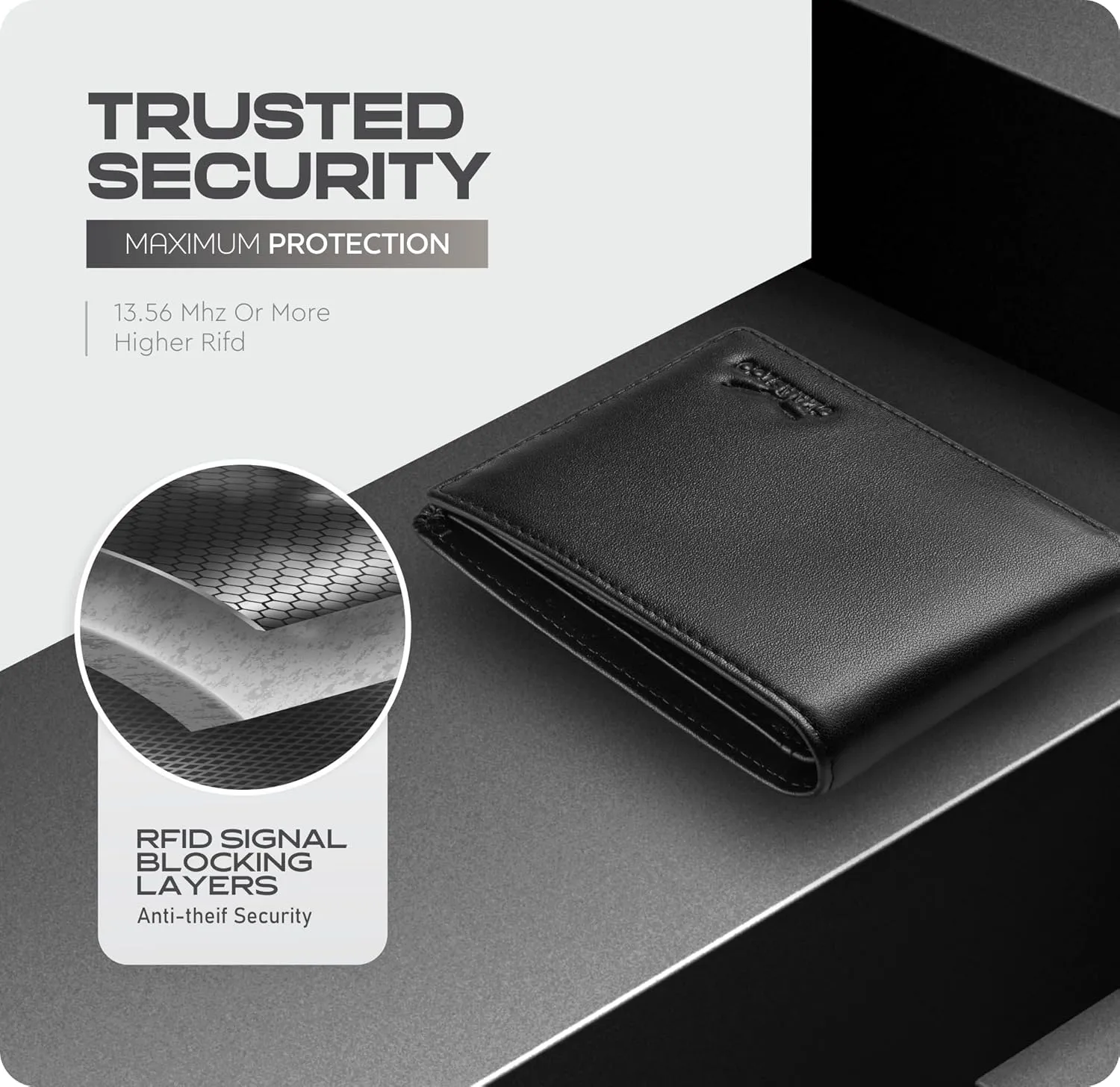 Claasico Men’s Bifold Wallet for Men – Genuine Leather RFID Wallet, Slim Billfold Cardholder w/ID Window – Gift Box Included