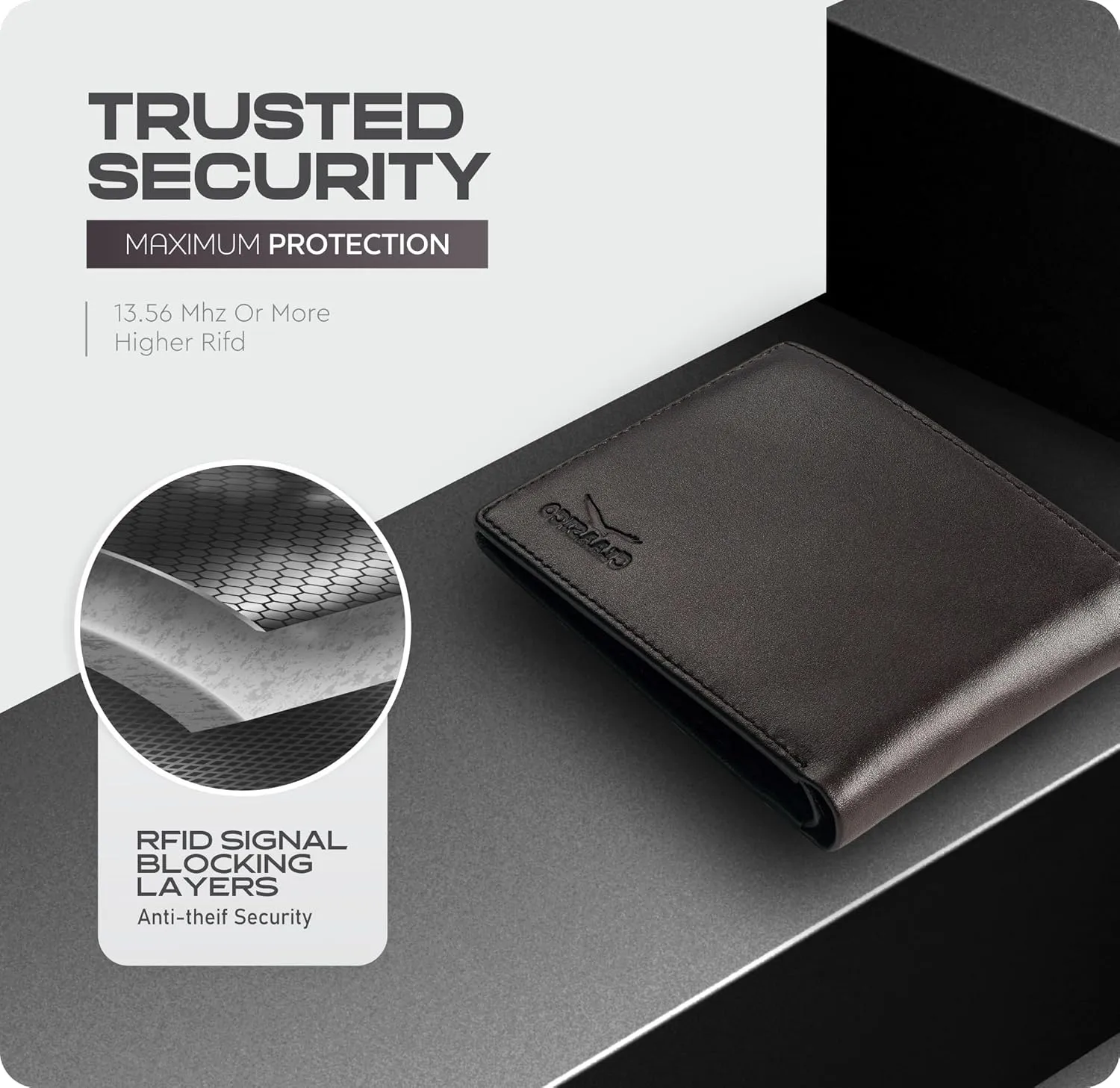 Claasico Men’s Bifold Wallet for Men – Genuine Leather RFID Wallet, Slim Billfold Cardholder w/ID Window – Gift Box Included