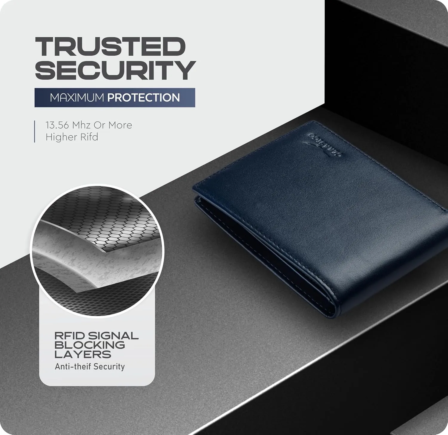 Claasico Men’s Bifold Wallet for Men – Genuine Leather RFID Wallet, Slim Billfold Cardholder w/ID Window – Gift Box Included