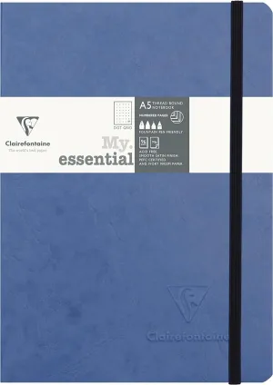 Clairefontaine 'Age Bag' Thread-Bound Notebook, A5, Dot, 192 Pages - Blue