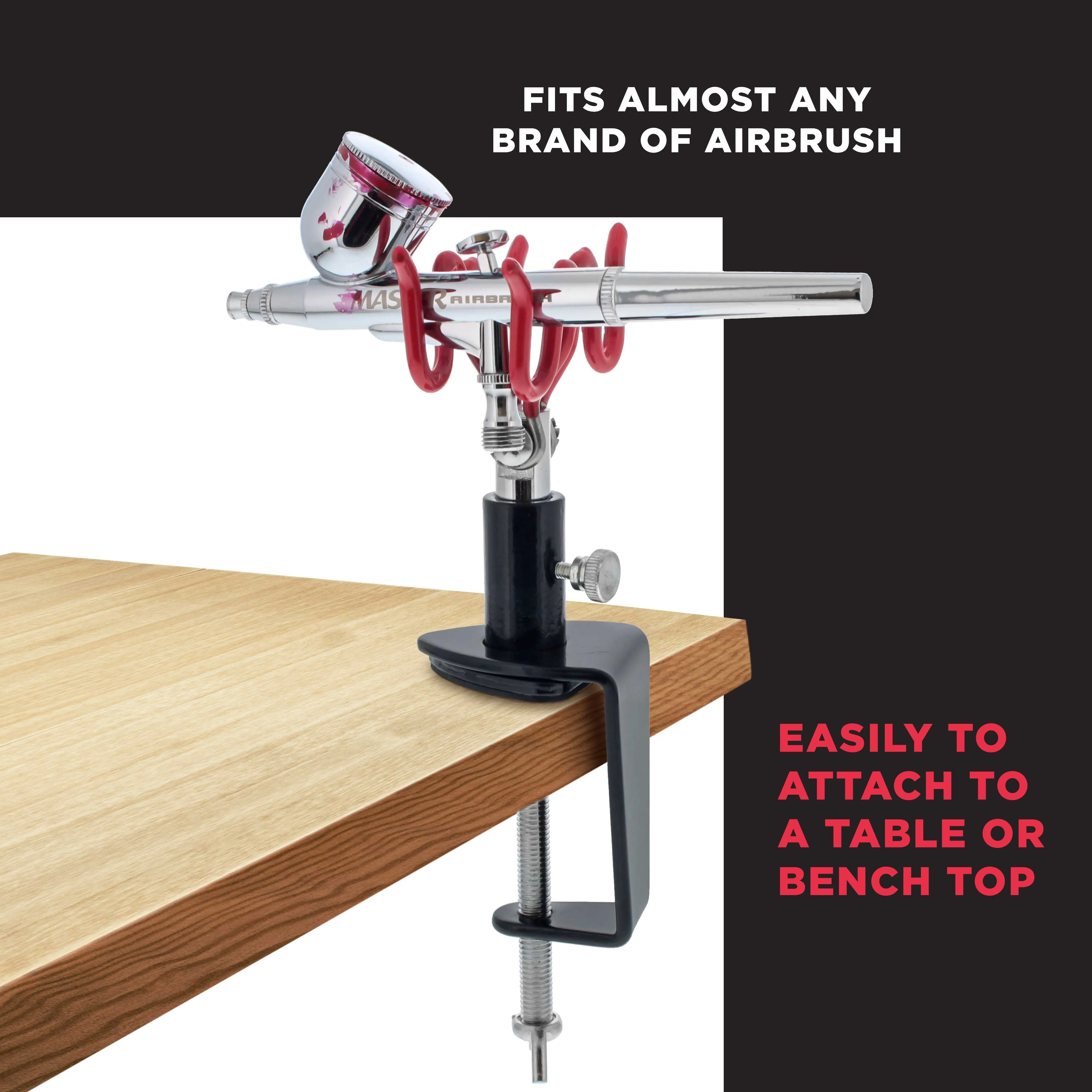 Clamp-On 2-Airbrush Holder Stand - Table/Bench Mount - Airbrush Accessories and Supplies for Garage or Workspace