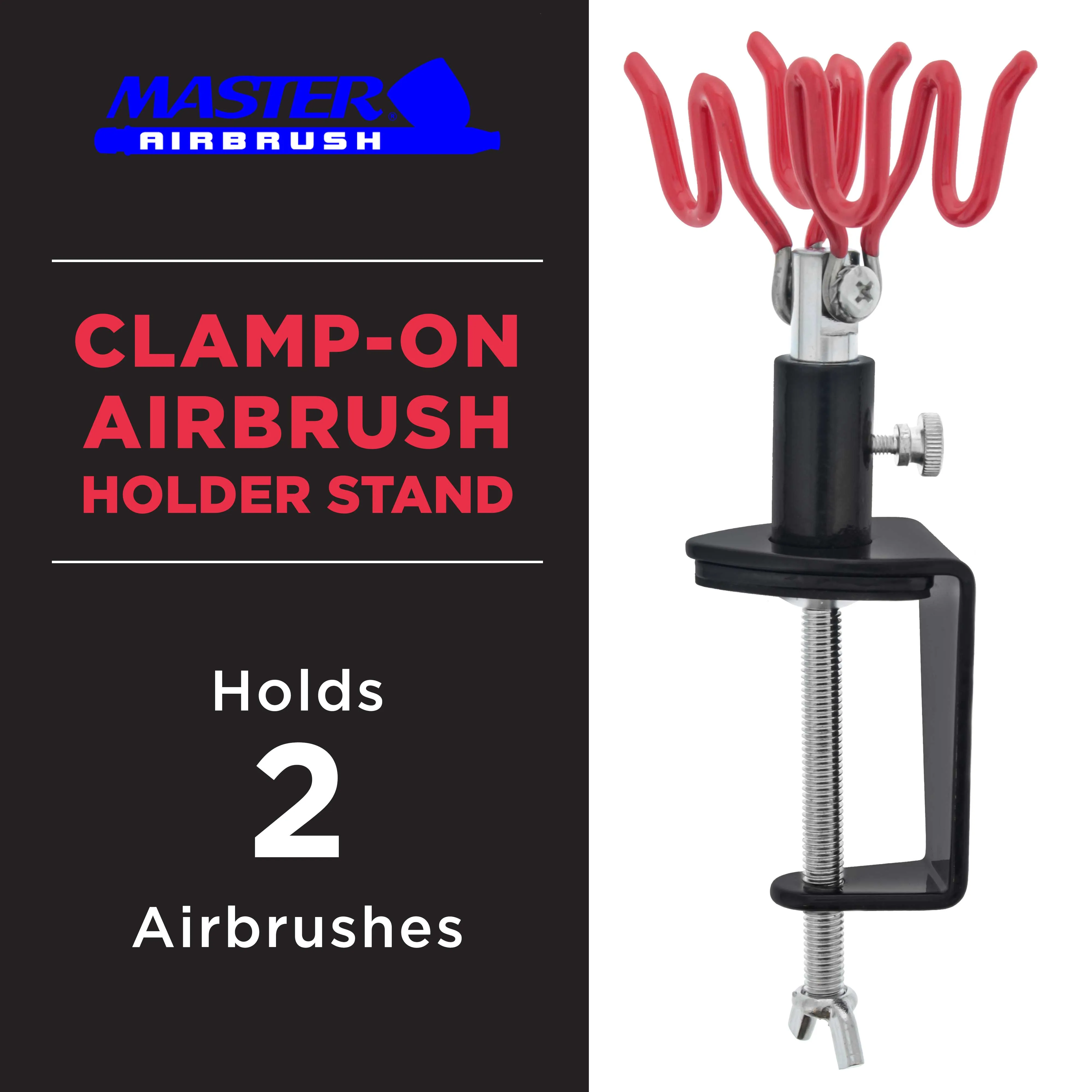 Clamp-On 2-Airbrush Holder Stand - Table/Bench Mount - Airbrush Accessories and Supplies for Garage or Workspace