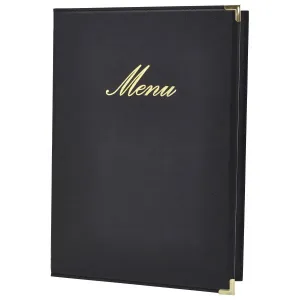 Classic A4 Menu Holder Black 4 Pages pack of 1