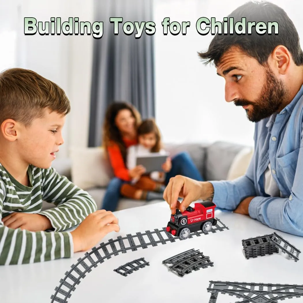 Classic City Train Tracks, 32PCS Curved and 6PCS Straight with 1 Integrated Split Train Tracks - Railroad Building Toy Accessories Compatible with Major Brand