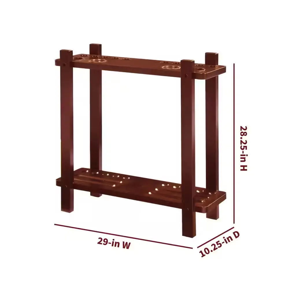 Classic Floor Billiard Pool Cue Rack in Antique Walnut
