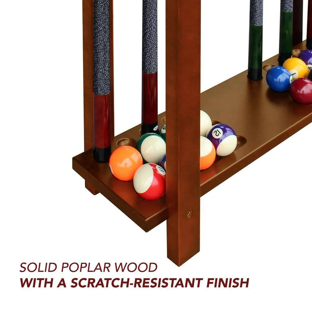Classic Floor Billiard Pool Cue Rack in Antique Walnut