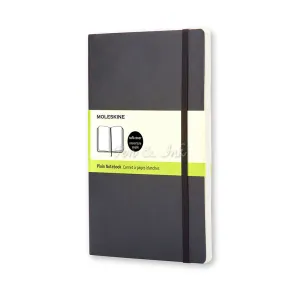 Classic Soft Cover Large Plain Black Notebook