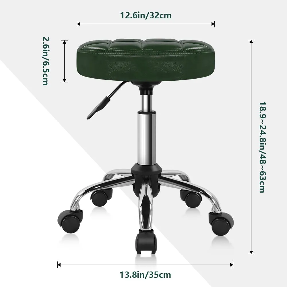 Classic Swivel Stool with Wheel Perfect for Salon Work Home SPA Shop Height-Adjustable and Cost-Effective Rolling Stool Chair Small (Green)