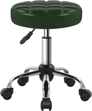 Classic Swivel Stool with Wheel Perfect for Salon Work Home SPA Shop Height-Adjustable and Cost-Effective Rolling Stool Chair Small (Green)