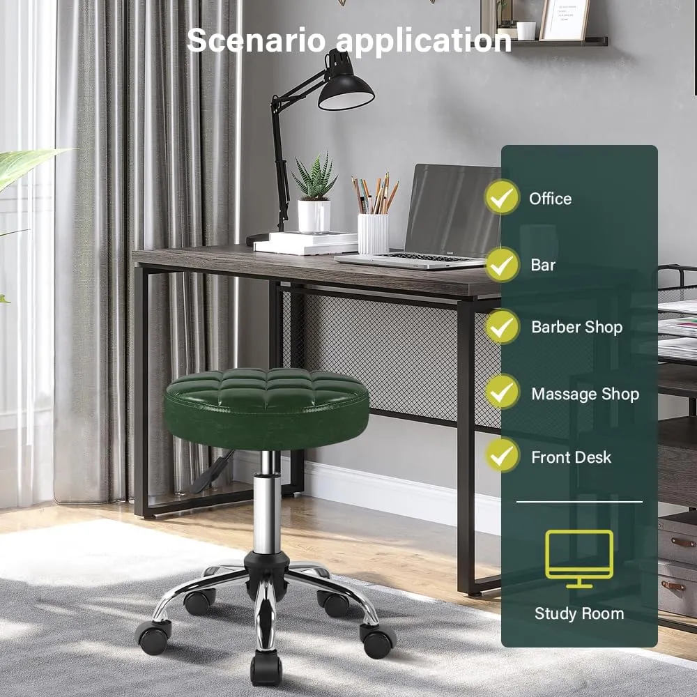 Classic Swivel Stool with Wheel Perfect for Salon Work Home SPA Shop Height-Adjustable and Cost-Effective Rolling Stool Chair Small (Green)