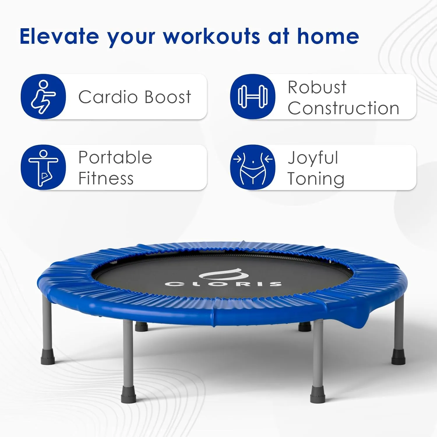 CLORIS 36'' Foldable Fitness Trampoline - Max Load 170lbs, Rebounder Indoor/Outdoor Fitness Body Exercise