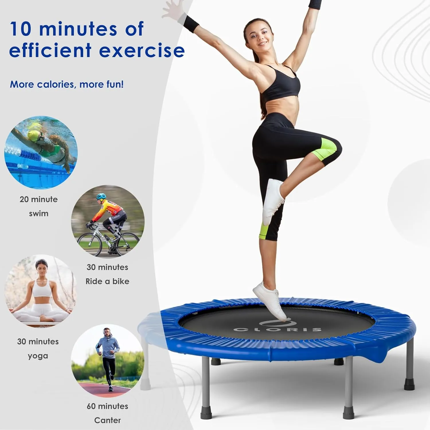 CLORIS 36'' Foldable Fitness Trampoline - Max Load 170lbs, Rebounder Indoor/Outdoor Fitness Body Exercise