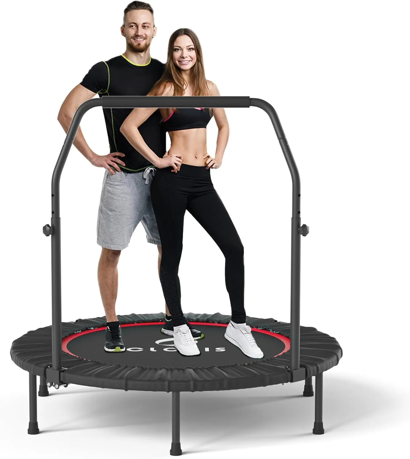 CLORIS Mini Trampoline for Adults Kids, Cardio Exercise Trampoline, Thick Steel Spring Fitness Workout Rebounder Trampoline Indoor Outdoor 5 Height Adjust Load 500lbs
