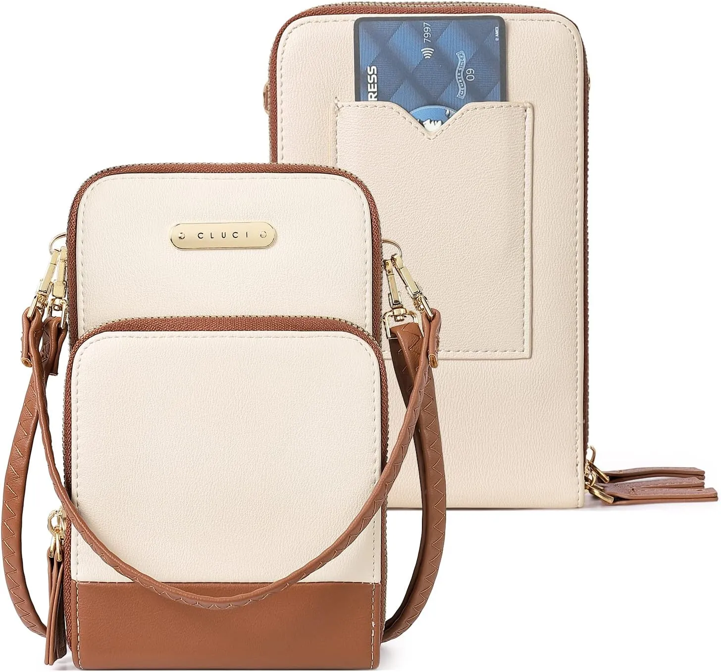 CLUCI Small Crossbody Bags for Women PU Leather Cell Phone Purse Wallet with Adjustable Guitar Strap