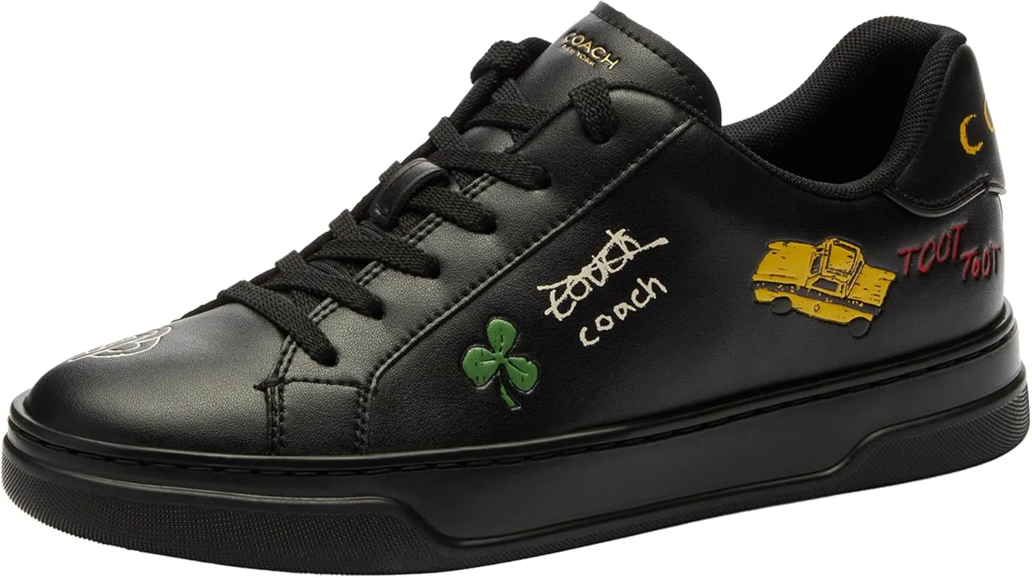 Coach Women's High Line Sneaker with Sketch Print, Charcoal/Black, 8