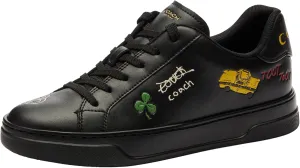Coach Women's High Line Sneaker with Sketch Print, Charcoal/Black, 8