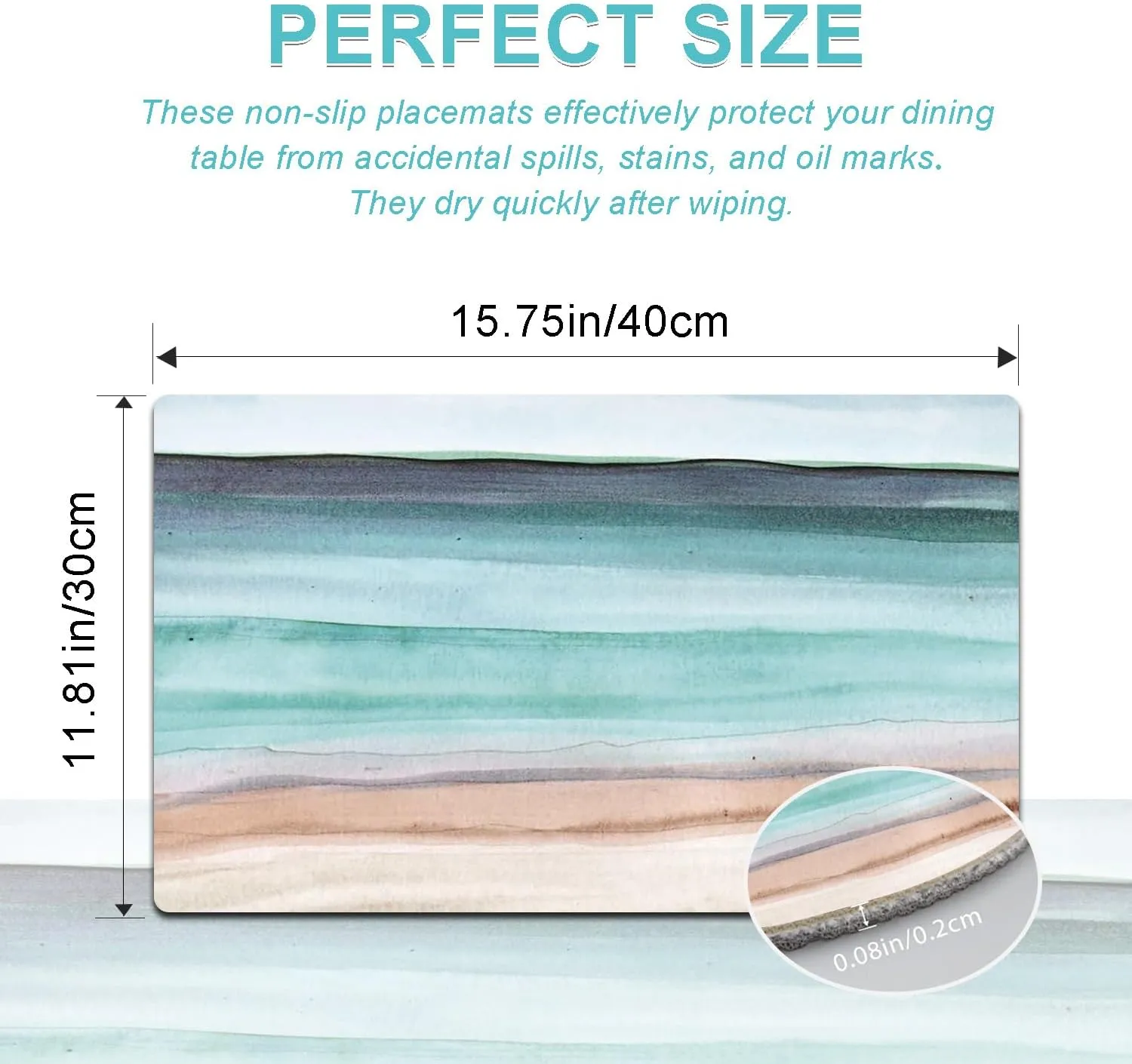 Coastal Placemats Set of 4 - Coastlin Faux Leather Anti Heat Placemats for Dinner Table, Non-Slip Waterproof Oil-Proof Washable Reusable Placemat for Indoor Outdoor Kitchen, 15.75In*11.81In