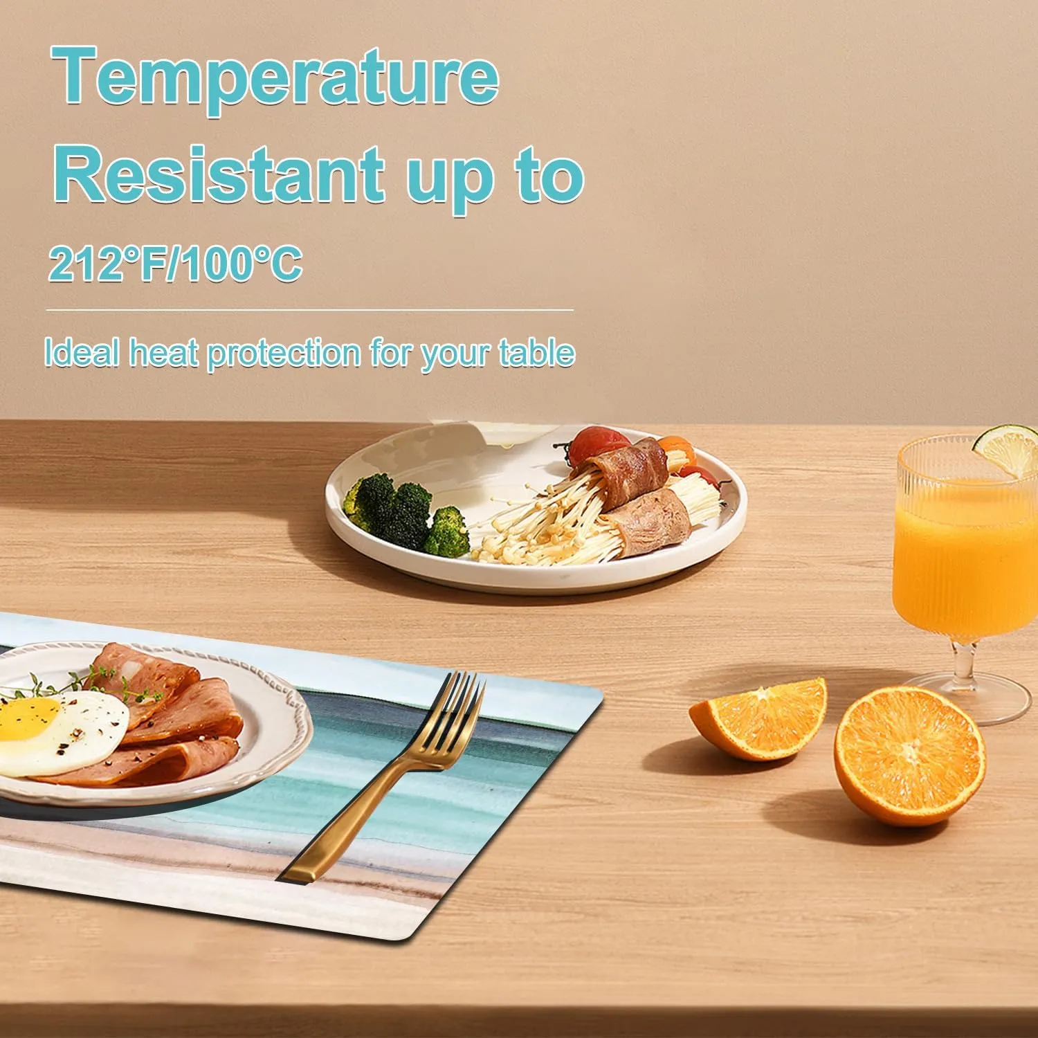 Coastal Placemats Set of 4 - Coastlin Faux Leather Anti Heat Placemats for Dinner Table, Non-Slip Waterproof Oil-Proof Washable Reusable Placemat for Indoor Outdoor Kitchen, 15.75In*11.81In