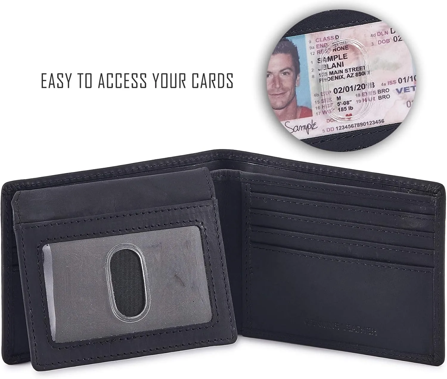 Cochoa Wallet for Men's RFID Blocking Real Leather Bifold Stylish 2 ID Window in Gift Box