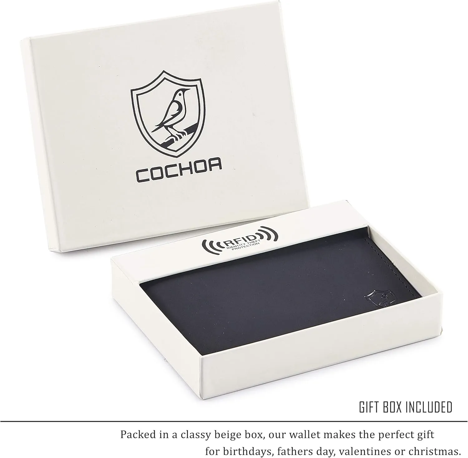 Cochoa Wallet for Men's RFID Blocking Real Leather Bifold Stylish 2 ID Window in Gift Box