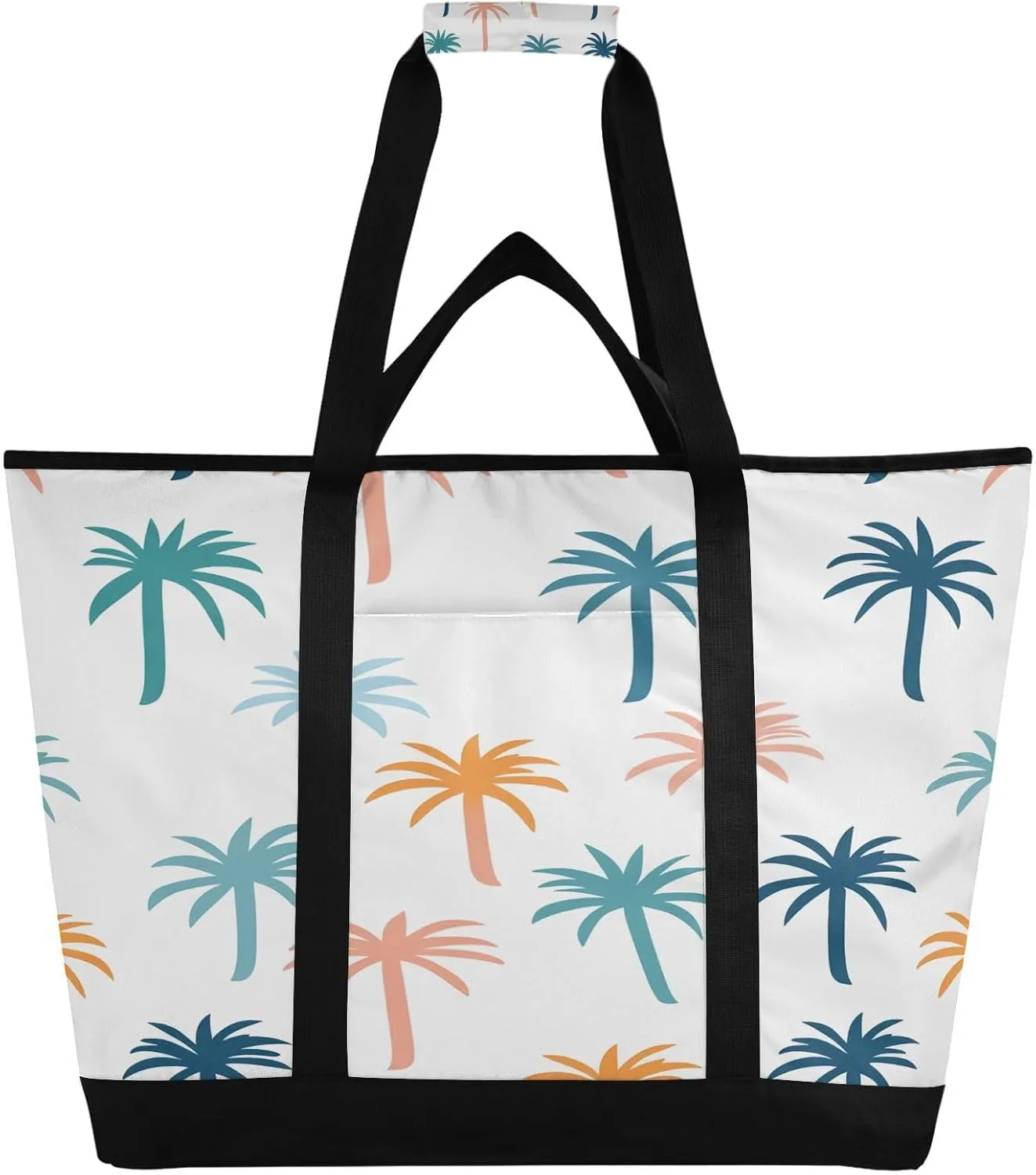 Coconut Tree Reusable Insulated Lunchbox Cooler Bag, Leakproof Kitchen Grocery Bag Collapsible Portable Cooler Tote Bag for Picnic, Camping, Office, Travel