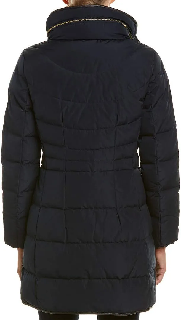Cole Haan Women's Mid Length Down Coat with Bib Front