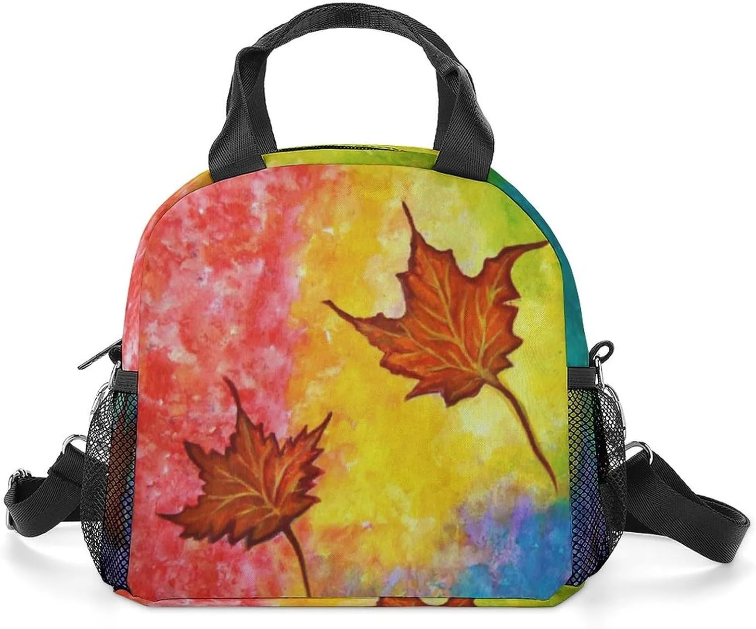 Colorful Painting Portable Lunch Box Crossbody Bag Tote Insulated with Adjustable Strap Work Beach Picnic