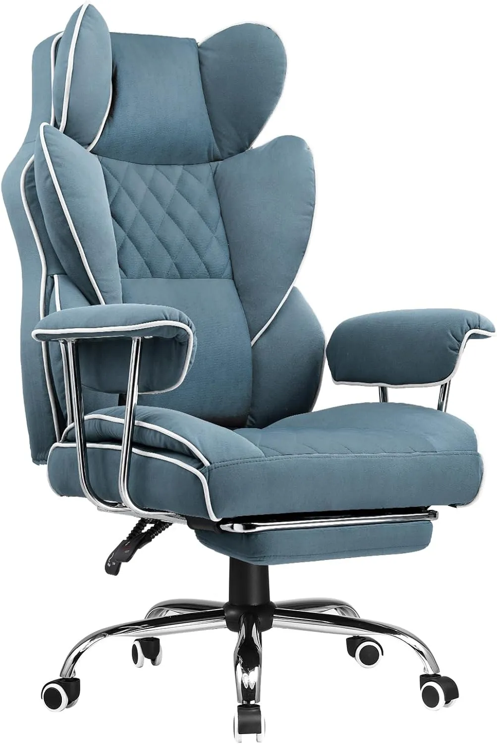 COMHOMA Big and Tall Office Chair, High Back Leather Gaming Chair with Footrest, Executive Ergonomic Office Chair with Pocket Spring Lumbar Support and with Outward Fixed Soft Armrests