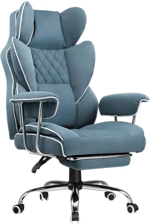 COMHOMA Big and Tall Office Chair, High Back Leather Gaming Chair with Footrest, Executive Ergonomic Office Chair with Pocket Spring Lumbar Support and with Outward Fixed Soft Armrests