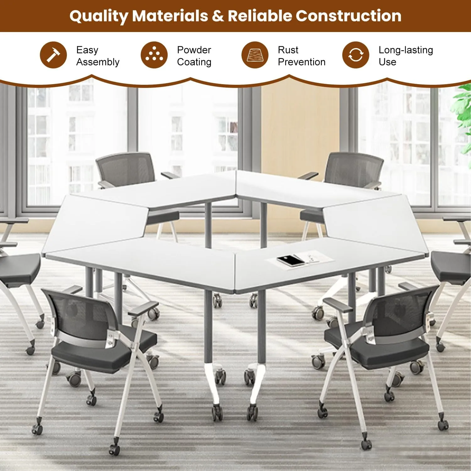 Conference Table Foldable Conference Table,Conference Rooms Training Rooms Flip Top Mobile Training Table,Rolling Meeting Table with Caster Wheels,Modern Seminar Tables for Office,Meeting Room(8)